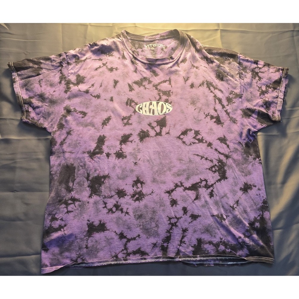 Vitriol T Shirt Mens 3XL Purple Acid Wash Chaos Mayhem Graphic Gothic Skater - Picture 4 of 8